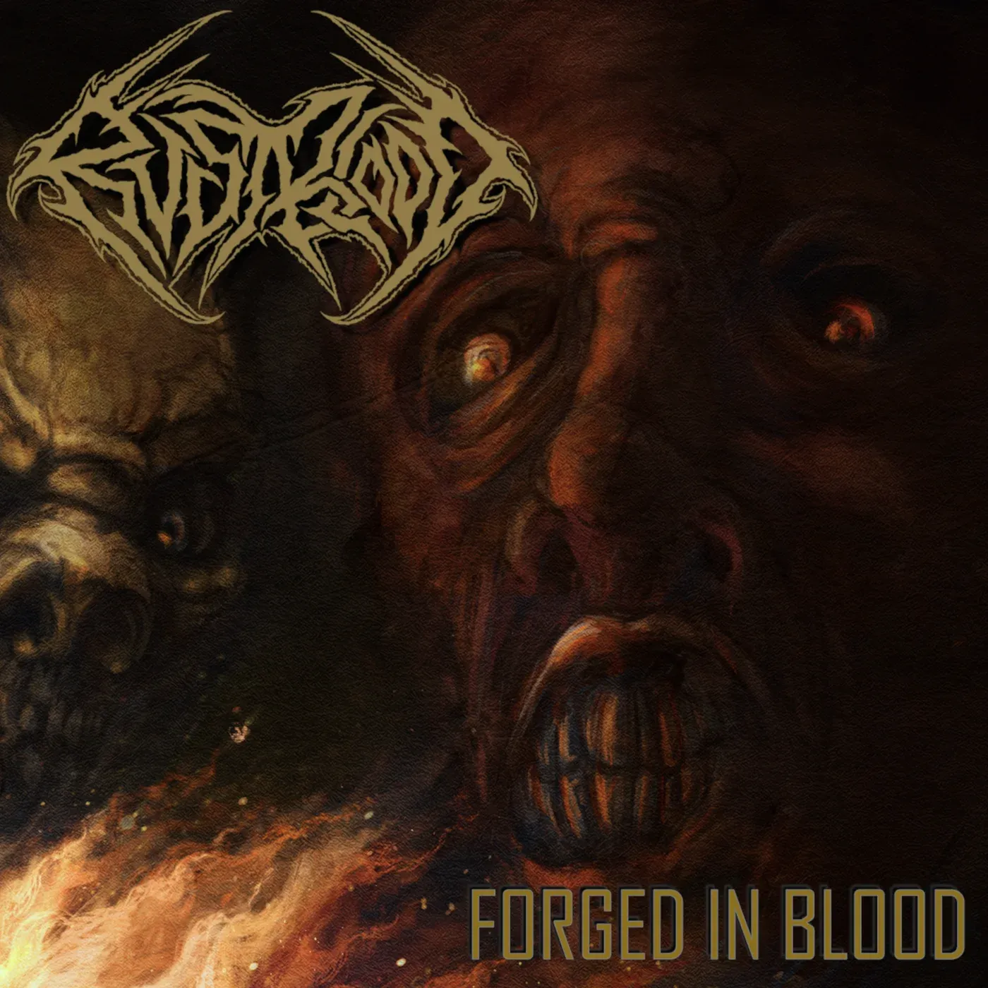Cover art for the Rustblood single Forged in Blood